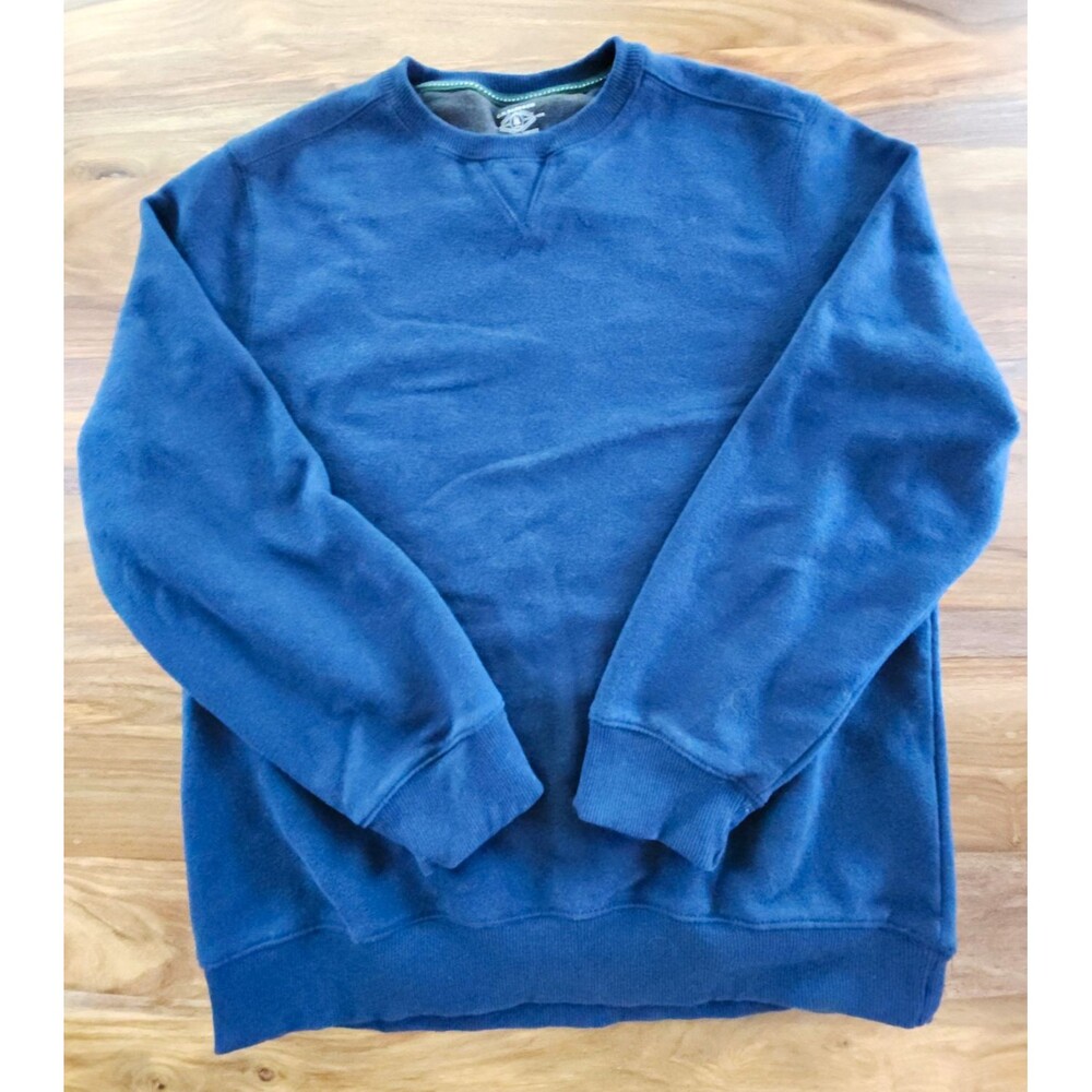 G.H. Bass & Co. Mens Large Blue Fleece Crewneck Sweatshirt Workwear Pullover